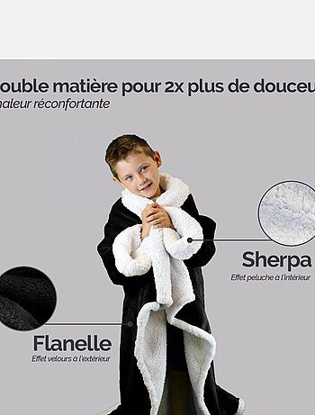 Couverture polaire, plaid intégral avec manches et poche - Sherpa et flanelle - Vivezen