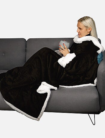 Couverture polaire, plaid intégral avec manches et poche - Sherpa et flanelle - Vivezen