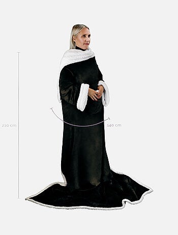 Couverture polaire, plaid intégral avec manches et poche - Sherpa et flanelle - Vivezen