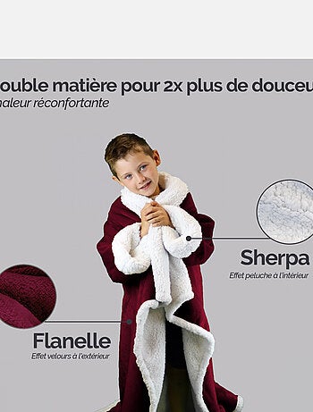 Couverture polaire, plaid intégral avec manches et poche - Sherpa et flanelle - Vivezen