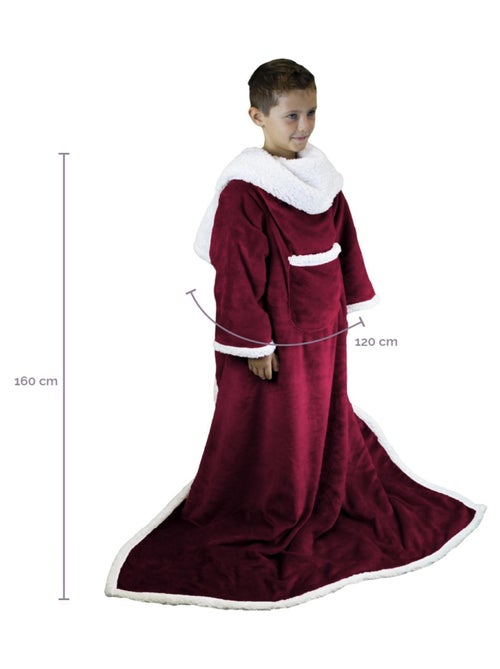 Couverture polaire, plaid intégral avec manches et poche - Sherpa et flanelle - Vivezen - Kiabi