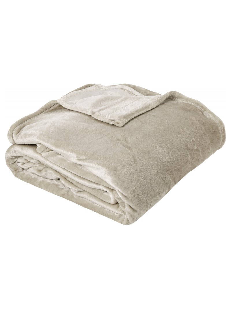 Couverture polaire VELVET polyester 280 g/m2 Beige argile - Kiabi