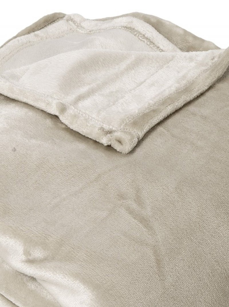 Couverture polaire VELVET polyester 280 g/m2 Beige argile - Kiabi