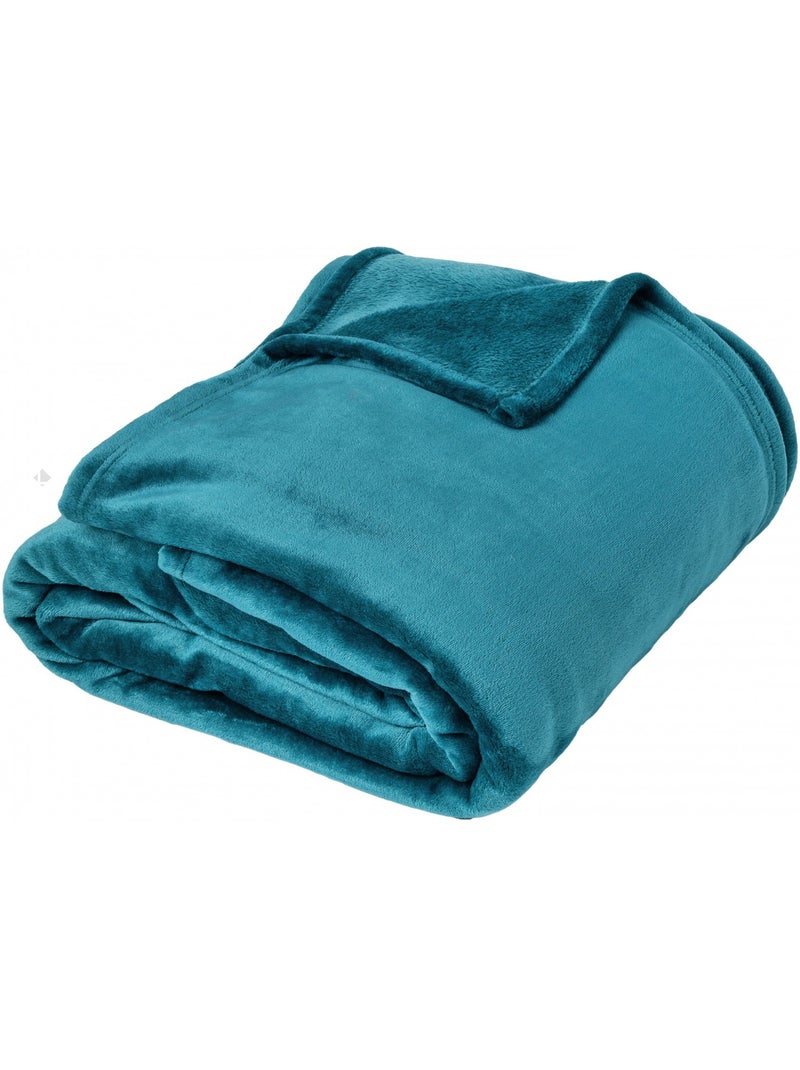 Couverture polaire VELVET polyester 280 g/m2 Bleu azur - Kiabi