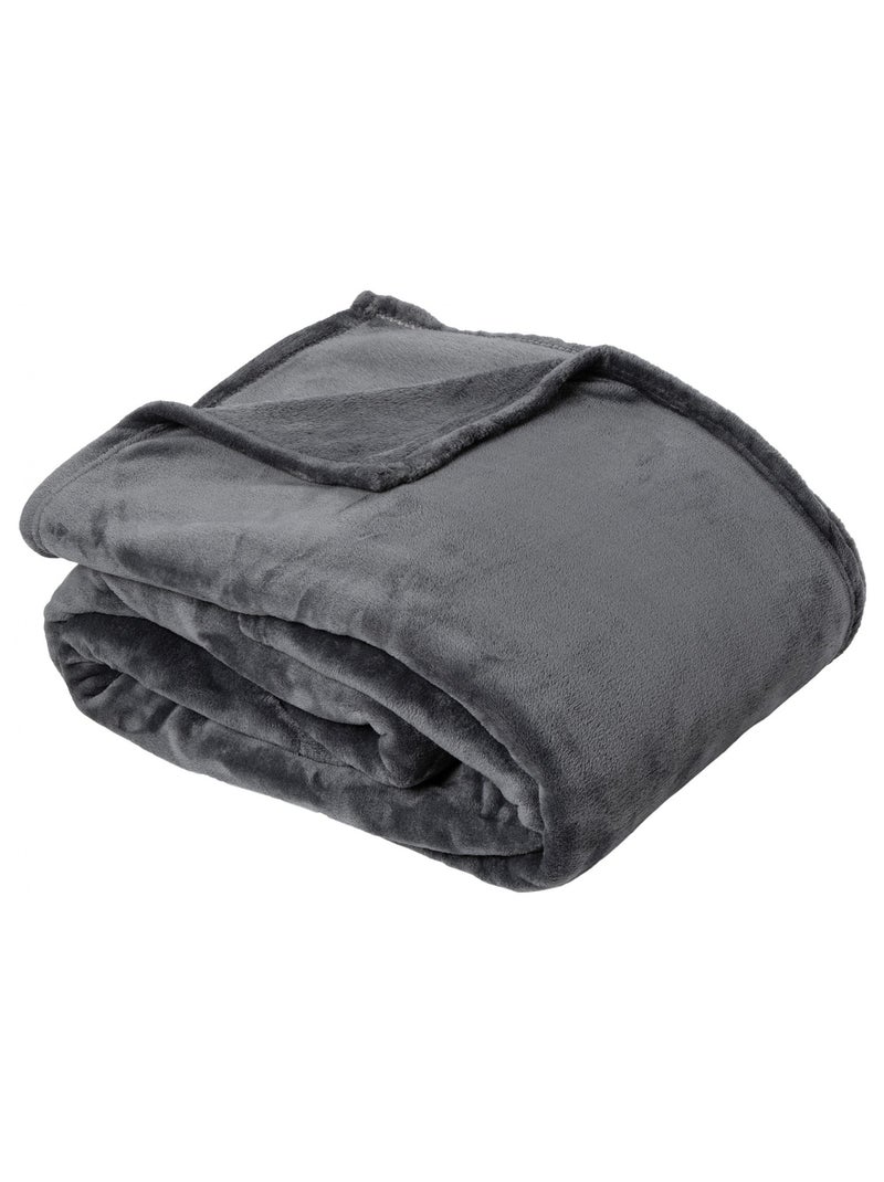 Couverture polaire VELVET polyester 280 g/m2 Gris foncé - Kiabi