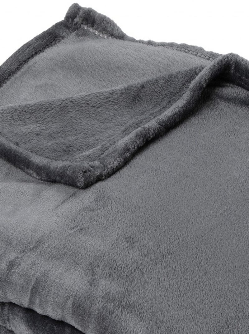 Couverture polaire VELVET polyester 280 g/m2 Gris foncé - Kiabi