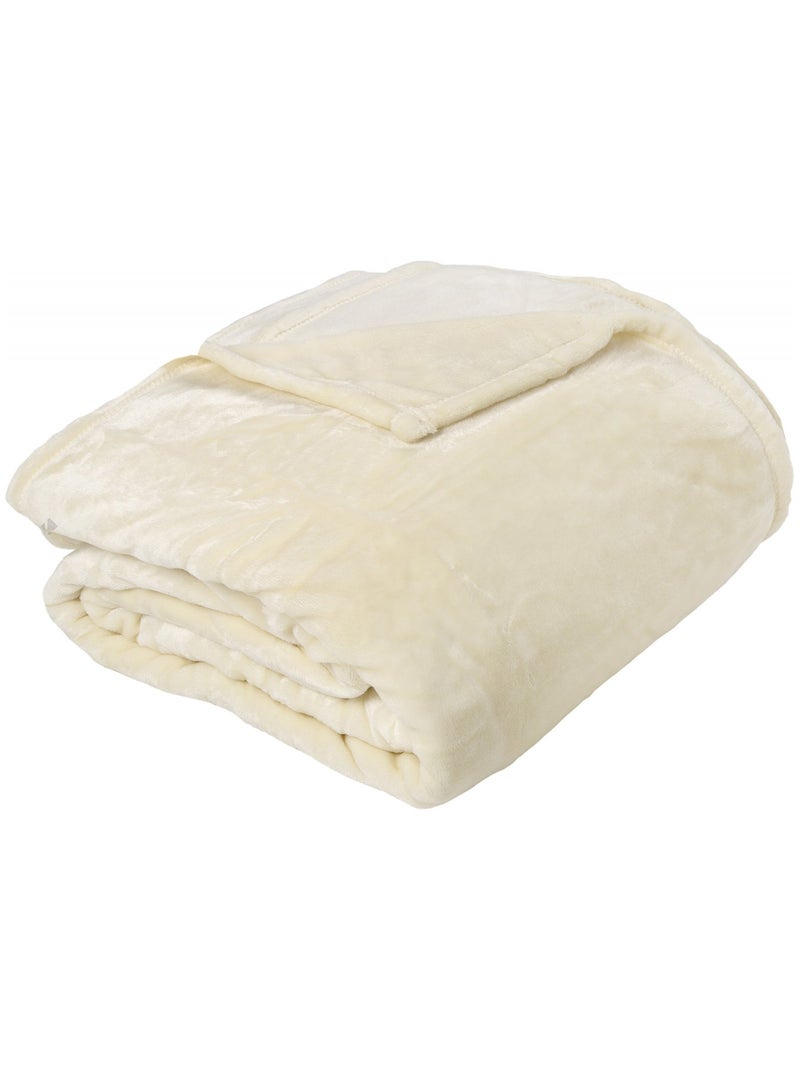 Couverture polaire VELVET polyester 280 g/m2 Ivoire - Kiabi