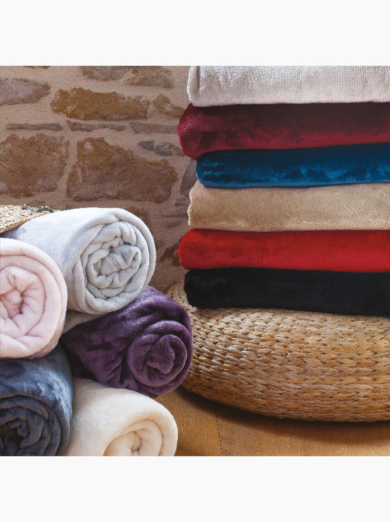 Couverture polaire VELVET polyester 280 g/m2 Ivoire - Kiabi