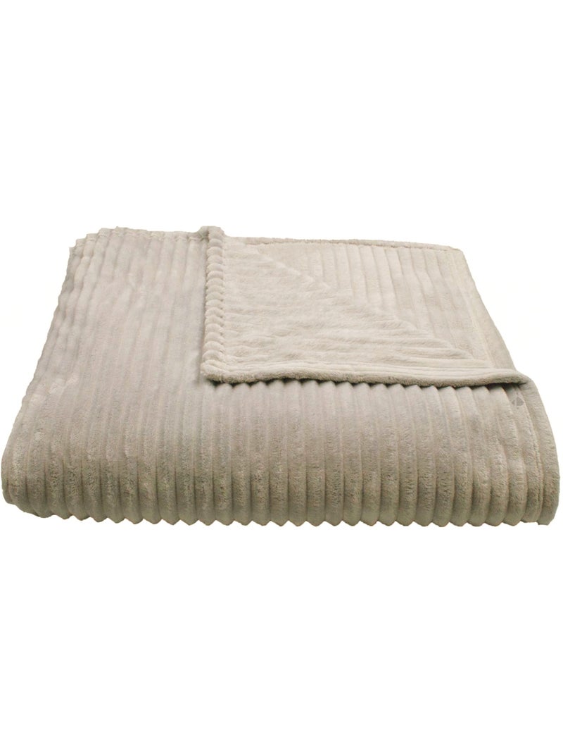 Couverture polyester microvelours DOLCE Beige sable - Kiabi