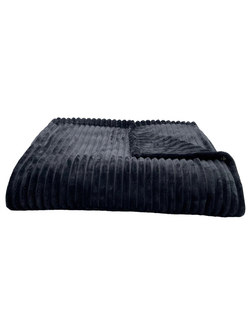 Couverture polyester microvelours DOLCE Gris foncé - Kiabi