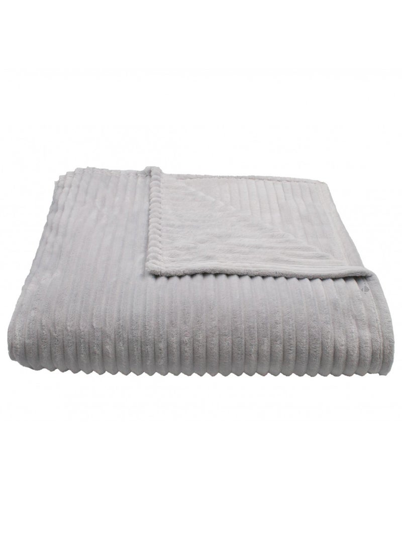 Couverture polyester microvelours DOLCE Gris perle - Kiabi