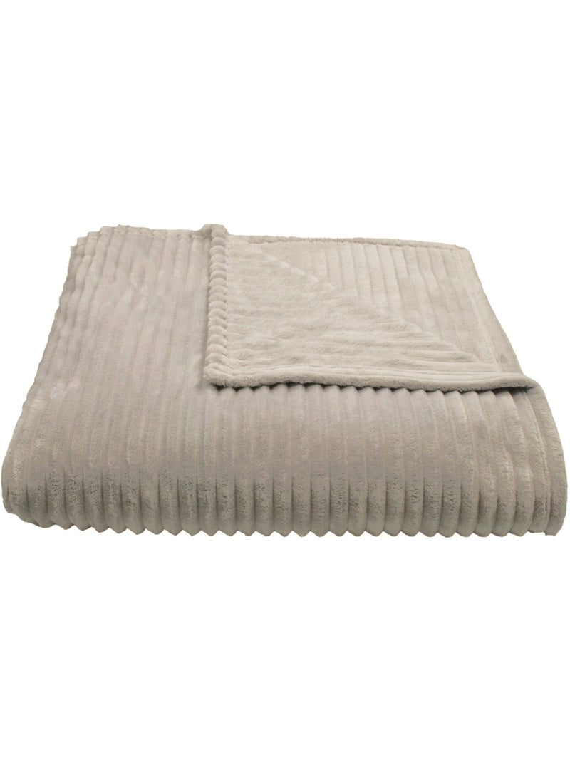 Couverture polyester microvelours DOLCE Ivoire - Kiabi
