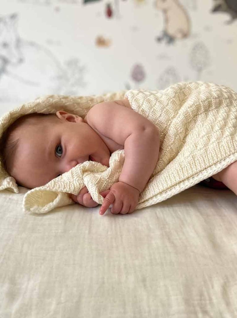 COUVERTURE POUR BEBE EN PURE LAINE Ecru - Kiabi