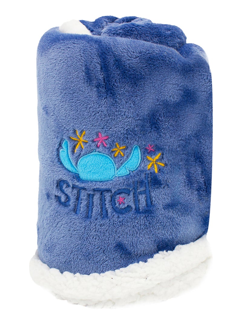 Couverture pour bébé naissance bi-matière - Stitch - Babycalin Blanc Violet Bleu - Kiabi