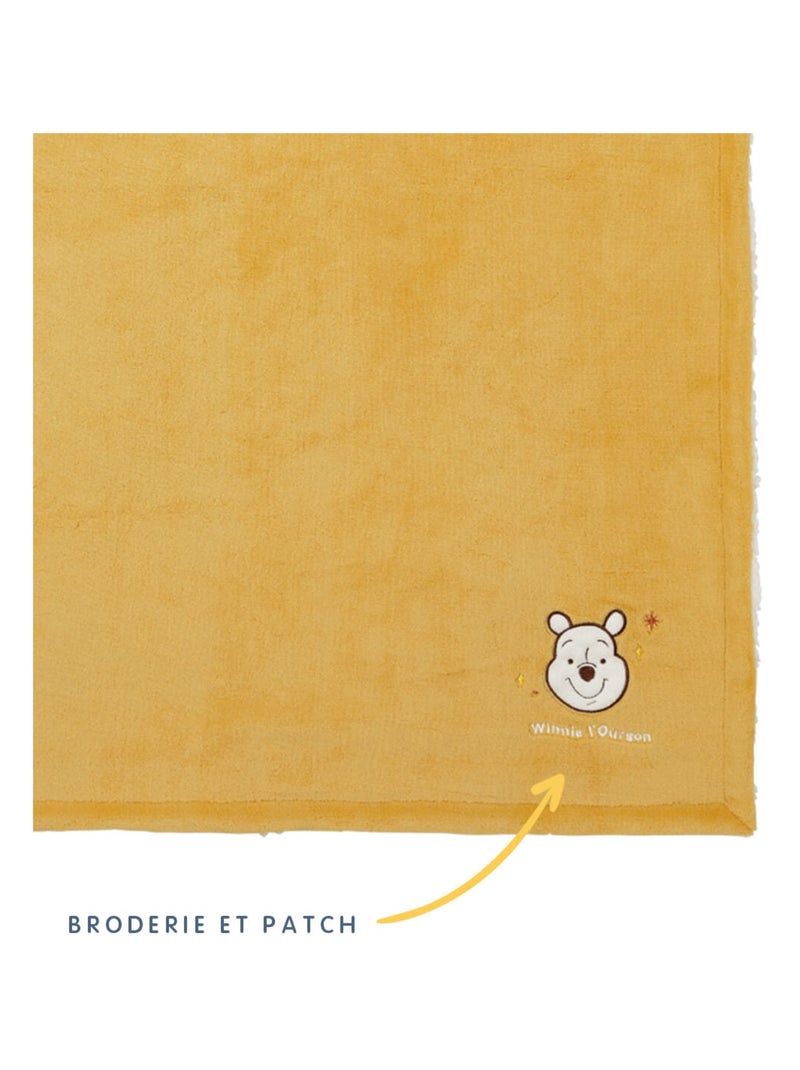 Couverture pour bébé naissance bi-matière - Winnie Rétro - Babycalin Jaune moutarde - Kiabi