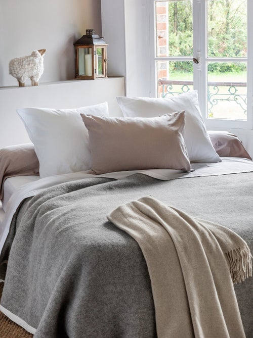 Couverture pur laine vierge blanchie PASTORALE - Kiabi
