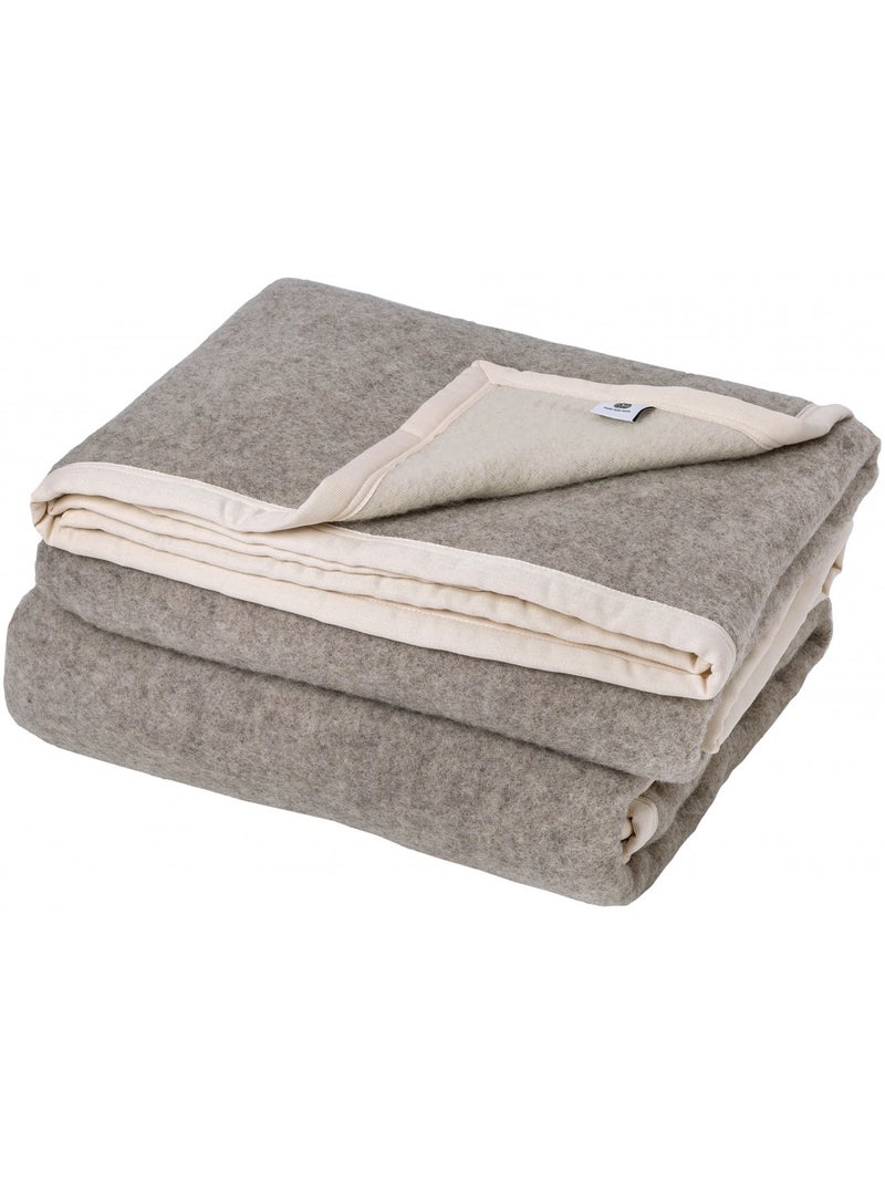 Couverture pur laine vierge blanchie PASTORALE Blanc nacré - Kiabi