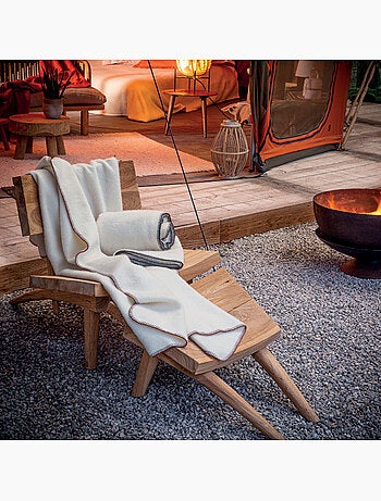 Couverture pure laine vierge naturelle finition point de cheval