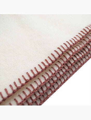 Couverture pure laine vierge naturelle finition point de cheval