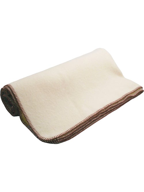 Couverture pure laine vierge naturelle finition point de cheval - Kiabi