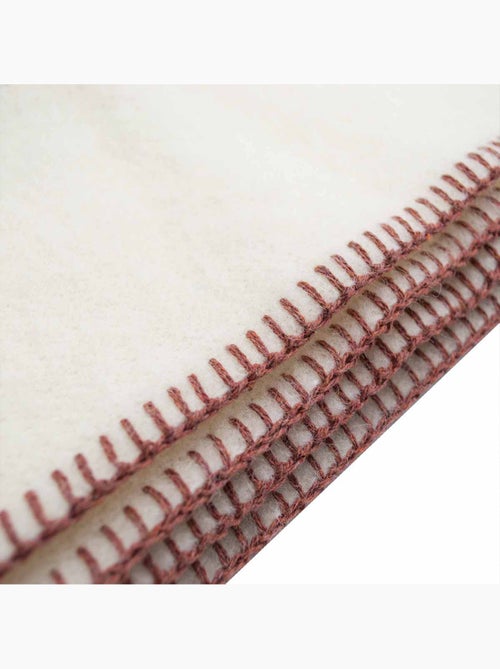 Couverture pure laine vierge naturelle finition point de cheval - Kiabi