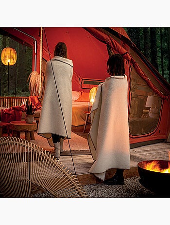 Couverture pure laine vierge naturelle finition point de cheval