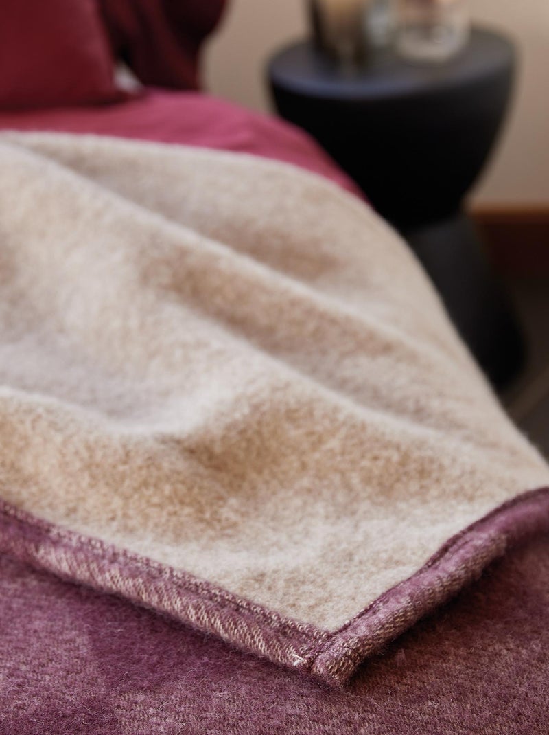 Couverture réversible laine VERSAILLES Violet aubergine - Kiabi