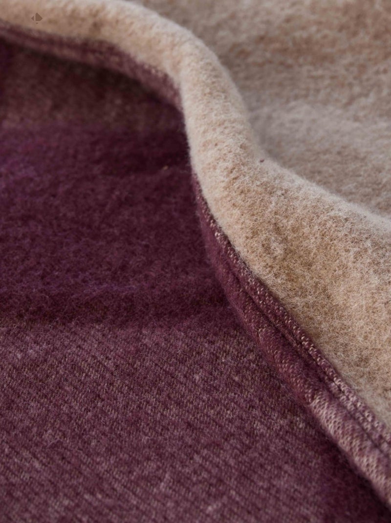 Couverture réversible laine VERSAILLES Violet aubergine - Kiabi