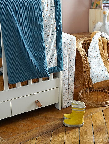 Couverture réversible pour bébé en double gaze de coton et jersey
