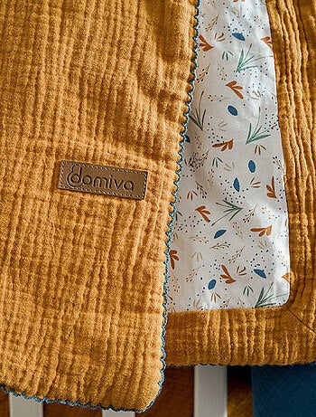 Couverture réversible pour bébé en double gaze de coton et jersey