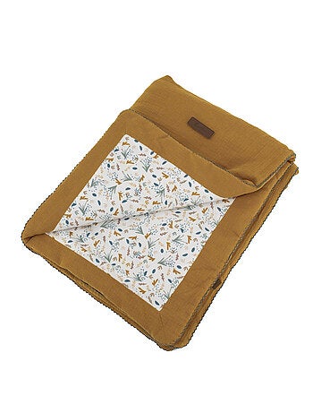 Couverture réversible pour bébé en double gaze de coton et jersey