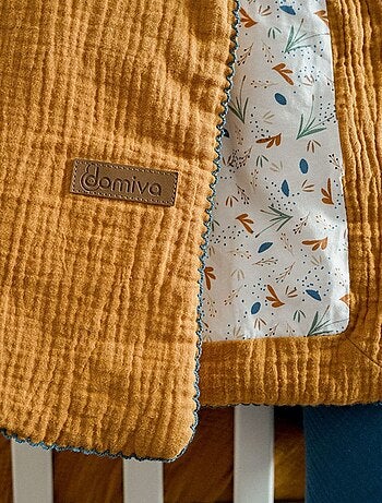 Couverture réversible pour bébé en double gaze de coton et jersey