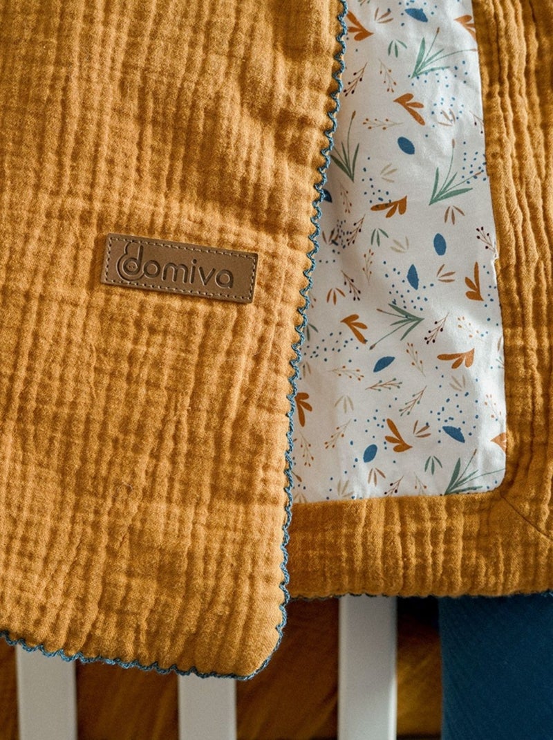 Couverture réversible pour bébé en double gaze de coton et jersey Marron - Kiabi