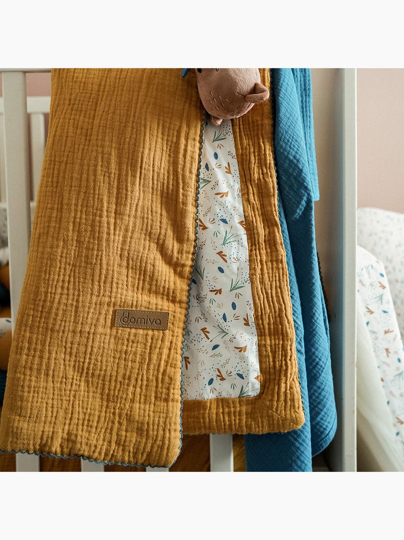 Couverture réversible pour bébé en double gaze de coton et jersey Marron - Kiabi