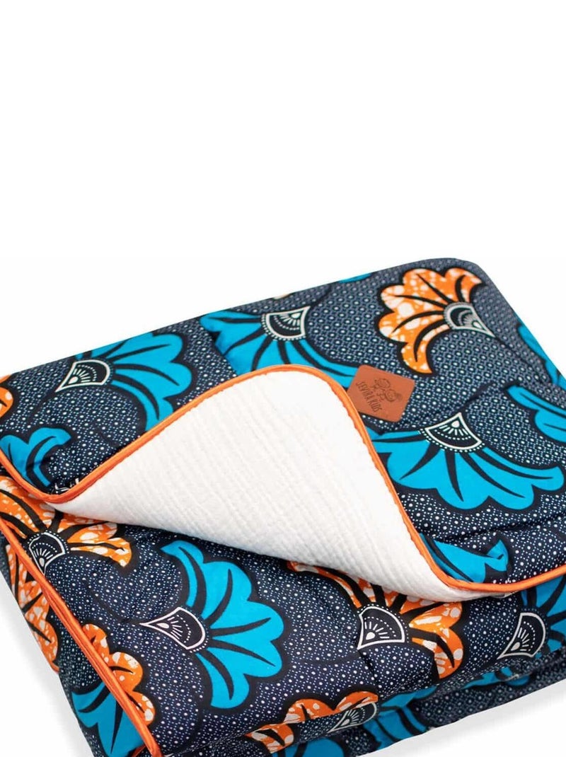 Couverture réversible Wax Fleurs de mariage SEVIRA KIDS Bleu - Kiabi