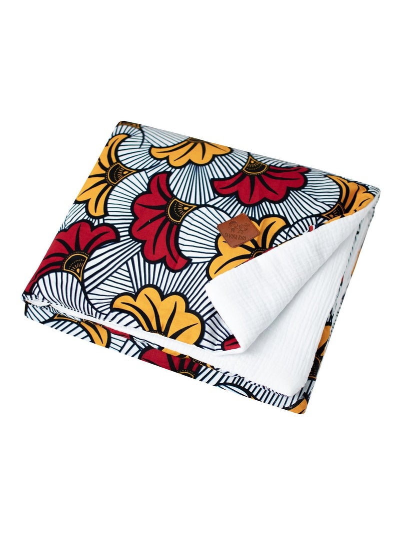Couverture réversible Wax Fleurs de mariage SEVIRA KIDS Rouge - Kiabi