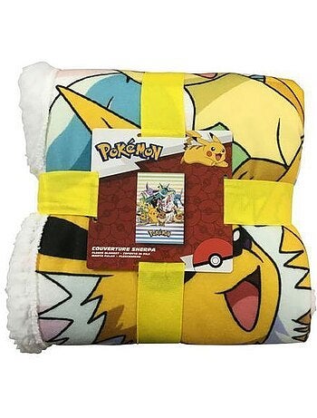 Couverture sherpa pokémon 100 x 150 cm - plaid polaire officiel multicolore