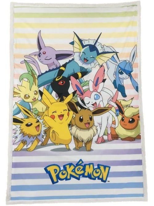 Couverture sherpa pokémon 100 x 150 cm - plaid polaire officiel multicolore - Kiabi