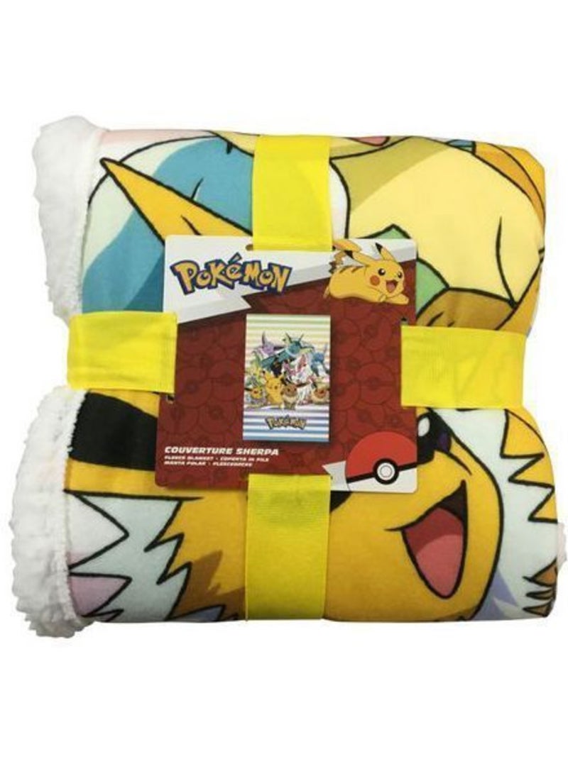 Couverture sherpa pokémon 100 x 150 cm - plaid polaire officiel multicolore Multicolore - Kiabi