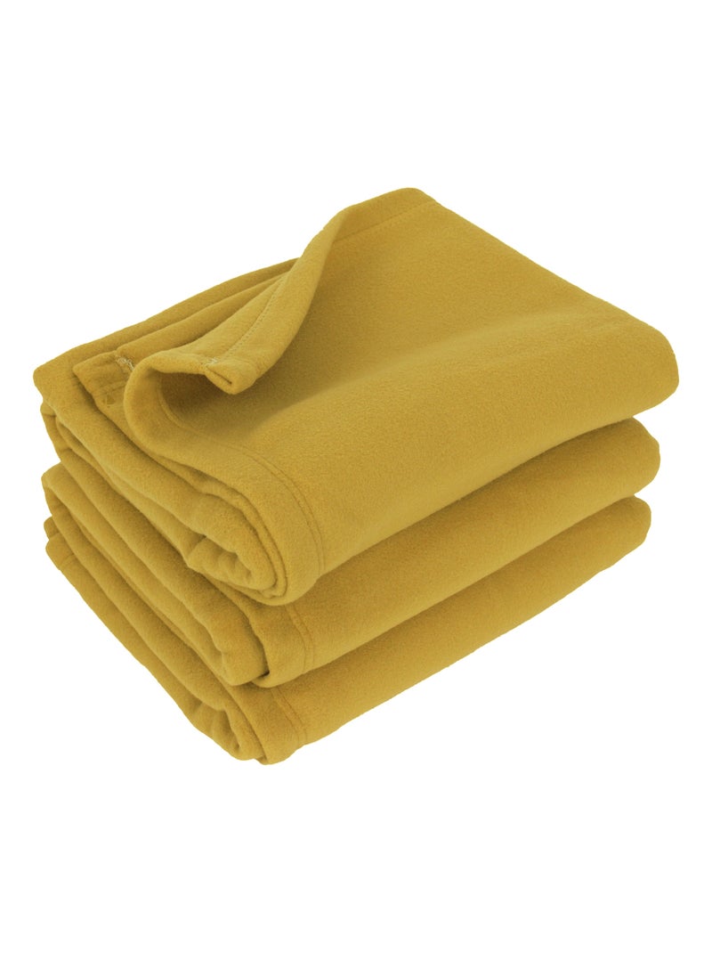 Couverture TEDDY Polyester 350 g/m2 Jaune moutarde - Kiabi