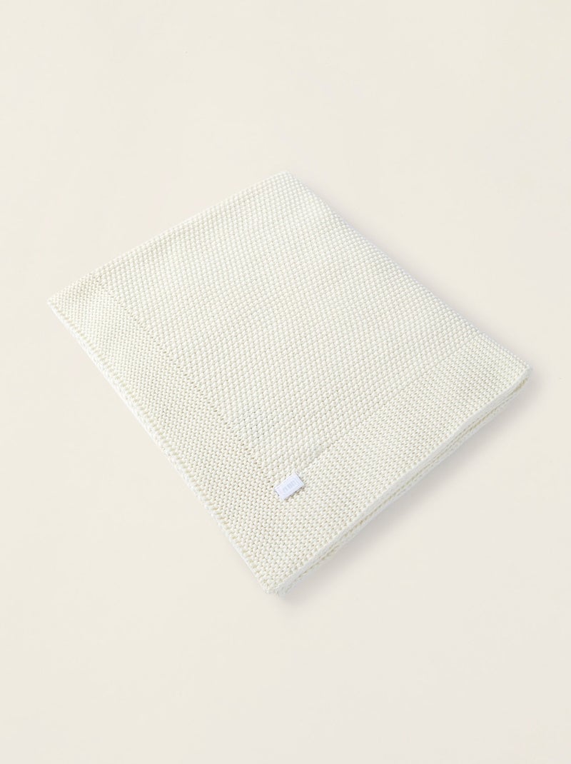 Couverture tricotée 100% coton Blanc - Kiabi