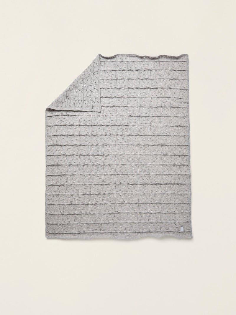 Couverture tricotée 100% coton Gris - Kiabi