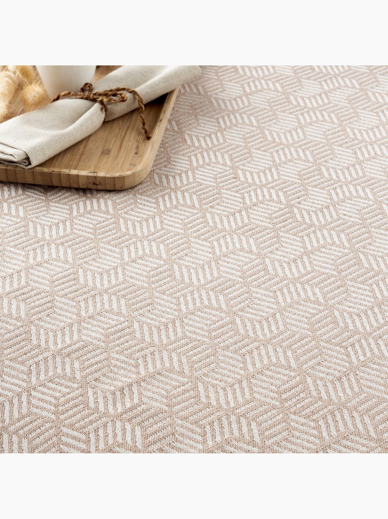 Couverture type Plaid, tissu texturé en fil teint, avec franges - Gamusi Beige - Kiabi