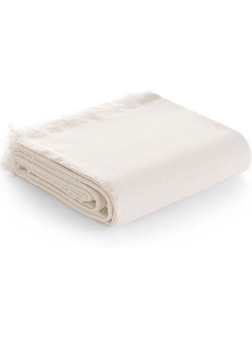 Couverture type Plaid, tissu texturé en fil teint, avec franges - Gamusi - Kiabi Couverture type Plaid, tissu texturé en fil teint, avec franges - Gamusi - Kiabi