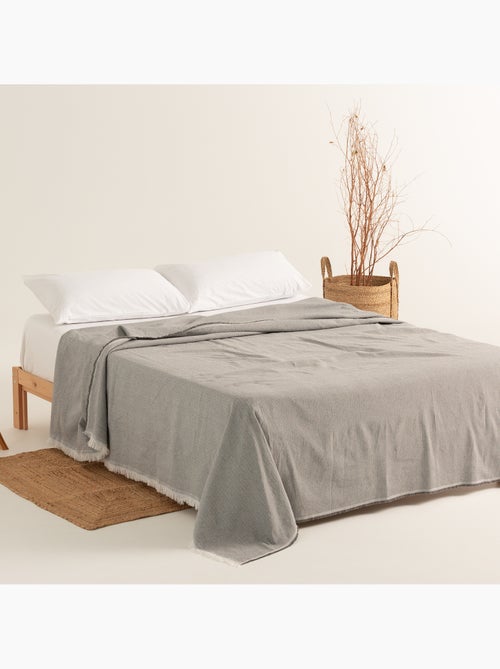 Couverture type Plaid, tissu texturé en fil teint, avec franges - Gamusi - Kiabi Couverture type Plaid, tissu texturé en fil teint, avec franges - Gamusi - Kiabi