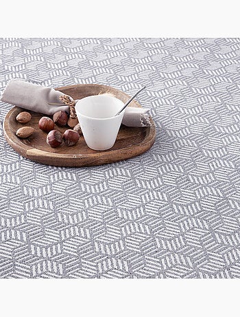 Couverture type Plaid, tissu texturé en fil teint, avec franges - Gamusi