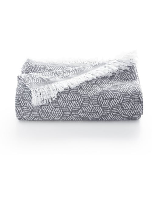 Couverture type Plaid, tissu texturé en fil teint, avec franges - Gamusi - Kiabi Couverture type Plaid, tissu texturé en fil teint, avec franges - Gamusi - Kiabi