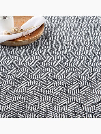 Couverture type Plaid, tissu texturé en fil teint, avec franges - Gamusi