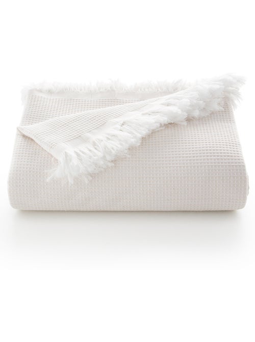 Couverture type Plaid, tissu texturé en fil teint en relief en nid d'abeille, avec franges - Gamusi - Kiabi Couverture type Plaid, tissu texturé en fil teint en relief en nid d'abeille, avec franges - Gamusi - Kiabi