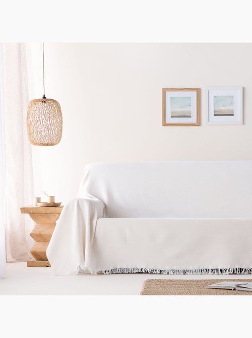 Couverture type Plaid, tissu texturé en fil teint en relief en nid d'abeille, avec franges - Gamusi - Kiabi Couverture type Plaid, tissu texturé en fil teint en relief en nid d'abeille, avec franges - Gamusi - Kiabi